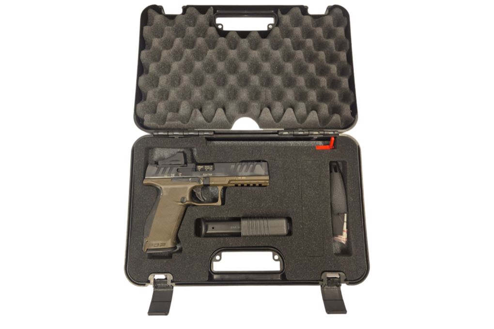 gebr. WALTHER Mod. PDP Full Size Olive mit montiertem GPO Pistol Dot im Originalkoffer mit Reservemagazin und Zubehör, Zustand: Neuwertig - NPR: € 1.265,00