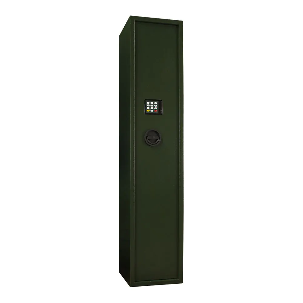 Guntronic 5 Stahlschrank Grün mit Innenfach, Doppelwandige Tür, Elektronikschloss, HxBxT 1450x300x340, Gewicht 45 kg 