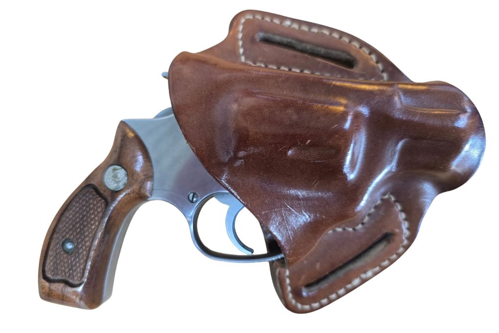 gebr. SMITH & WESSON Mod. 60 2"Lauf mit Holzgriff und Lederholster, Zustand: Sehr gut