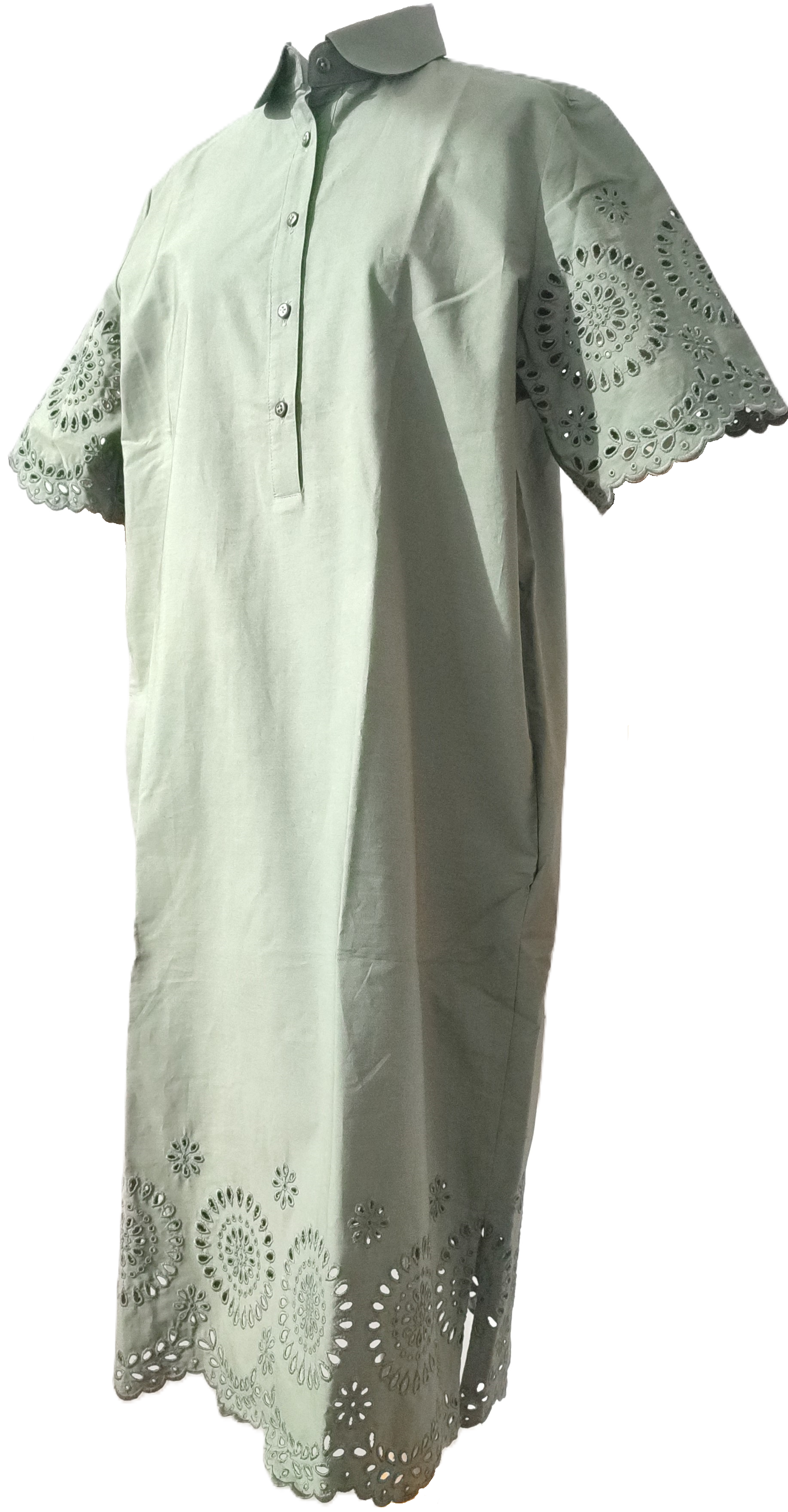 WALLMANN Kurzarmkleid mit Lochstickerei