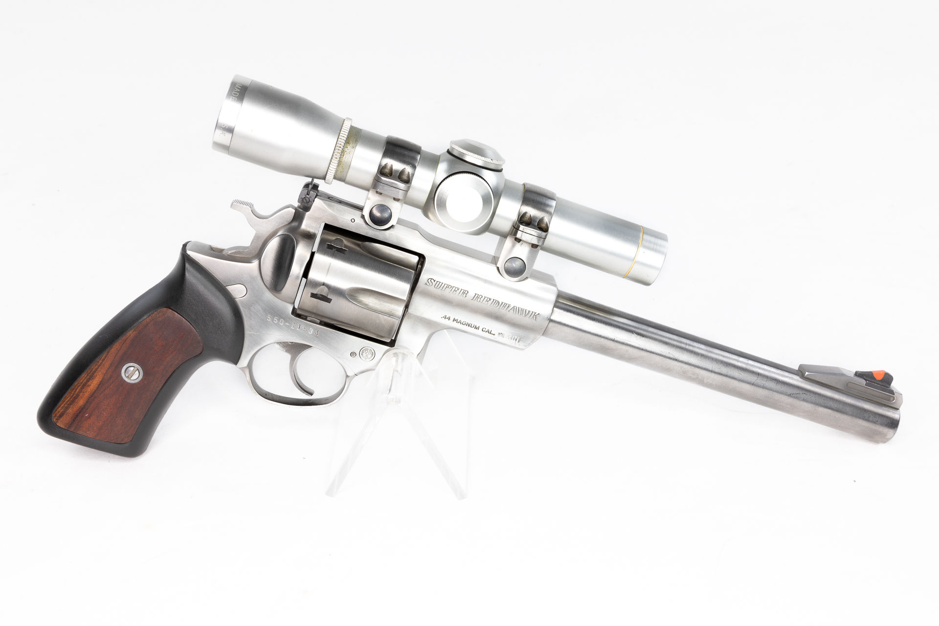 gebr. RUGER Revolver Mod. Super Redhawk, mit orig. Montage montiertes LEUPOLD M8 2x stainless Abs. Plex