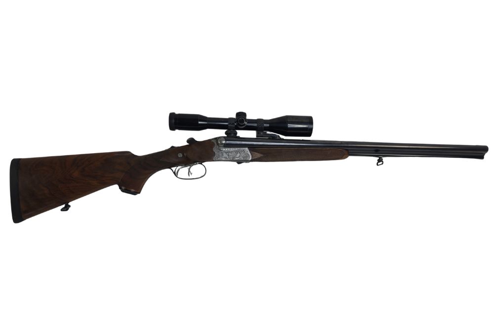 gebr. Franz SODIA Drilling mit SEM montiertes SWAROVSKI Habicht 6x42S Abs. 4A, Zustand Sehr gut - Generalüberholt - Kal. 16-16/70