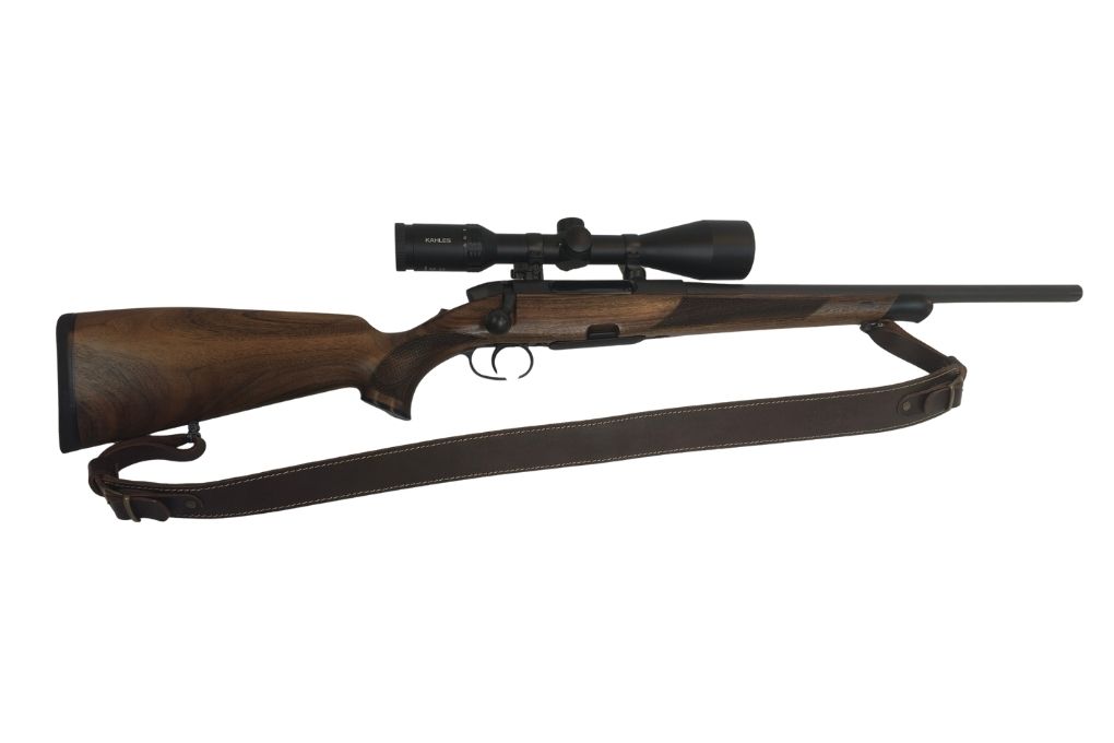 gebr. STEYR SM12 Semi-Weight M18x1 mit Kammerkugelgriff mit orig. SM montiertes KAHLES Helia 2,4-12x56L Abs. 4-Dot, Zustand: Neuwaffe