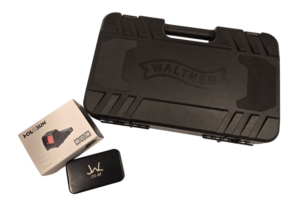 gebr. WALTHER PDP Full Size 5" mit Holosun Mod. SCS-PDP-GR und JWL Daumenauflage mit Weaverschiene, mit Reservemagazin im Originalkoffer, Zustand: Neuwertig, NPR: € 1.607,00