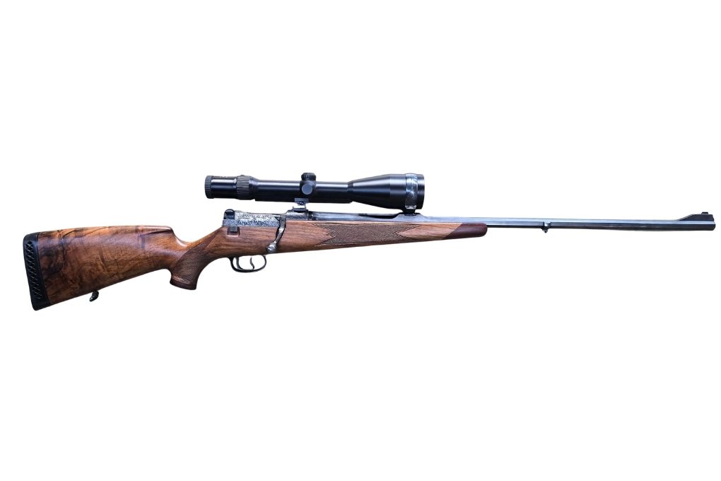 gebr. MAUSER 66 Luxus mit graviertem System und Montage, Achtkantlauf, mit SEM montiertem DOCTER 3-9x56L Abs. Leuptpunkt mit 3 Balken, Zustand: Sehr gut