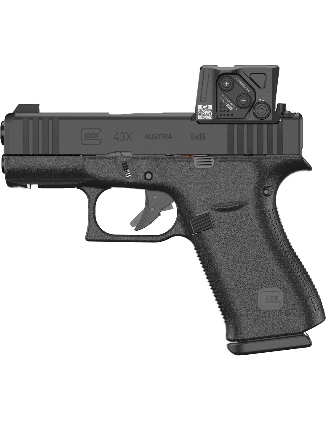GLOCK 43x A-Cut/FS mit Aimpoint COA LL8,7cm 9mm Luger GLOCK 43x A-Cut/FS mit Aimpoint COA LL8,7cm 9mm Luger
