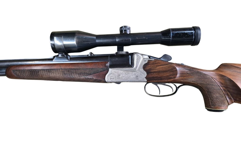 gebr. Franz SODIA Ferlacher Bockbüchsflinte, mit SEM montiertes SWAROVSKI Habicht 6x42S Abs. 7A, Zustand: Gut - Schrotkaliber 16/70