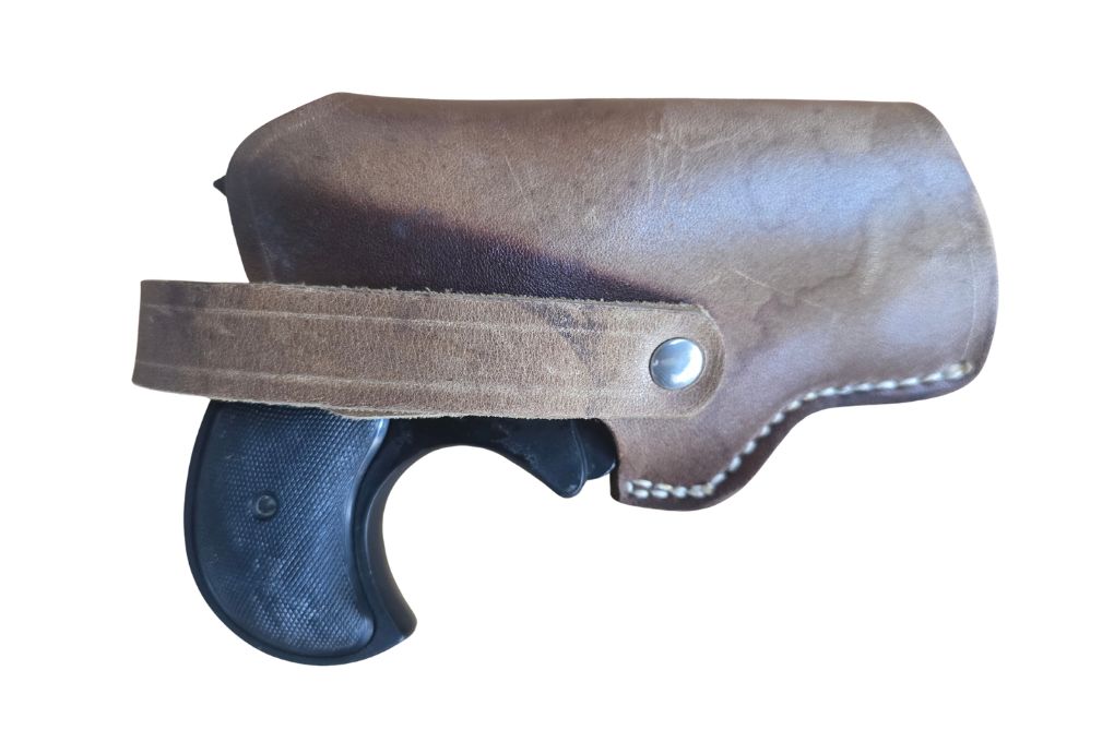 gebr. RÖHM Mod. 17 Derringer mit Lederholster, Zustand: Gut