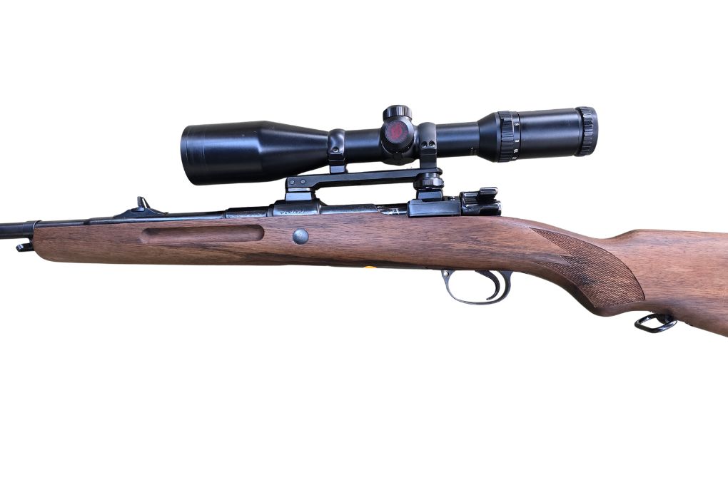 gebr. MAUSER 98 Kurz, LL42cm mit Drückjagdvisierung und mit EAW SM montiertes HAKKO 3-12x50L, Abs. 4, Zustand: Gut