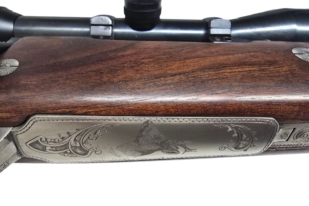 gebr. DUMOULIN 98er mit Gravur und mit SEM montiertem SWAROVSKI Habicht 1,5-6x42L Abs. 4, Zustand: Sehr gut