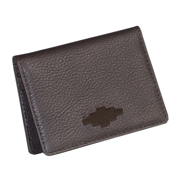 PAMPEANO Pase Travel Card Holder-brown leather with brown stitching 