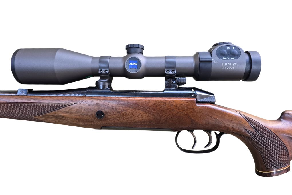 gebr. Mannlicher Schönauer M72 Ganzschaft, mit SM montiertes ZEISS Duralyt 3-12x50L Abs. 4A und mit SM montiertes NIKKO Stirling Diamond 1-4x24L Abs. 4LP, Zustand: Gut
