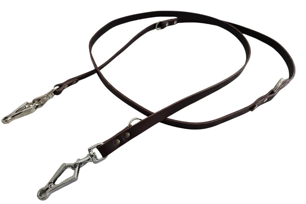 EDELSPORT Hundeleine Leder Braun 3 Fach Verstellbar 15mm Breit 215mm Länge