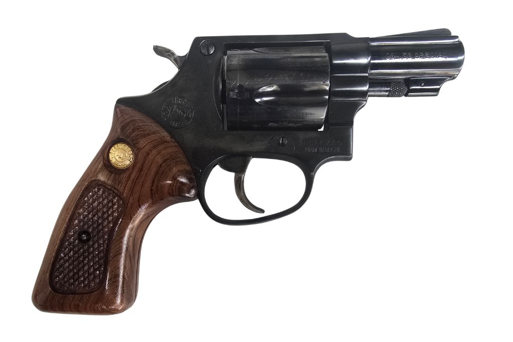 gebr. TAURUS Revolver Mod. 85, 2"Lauf mit Holzgriff im Originalkarton mit Lederholster, Zustand: Sehr gut