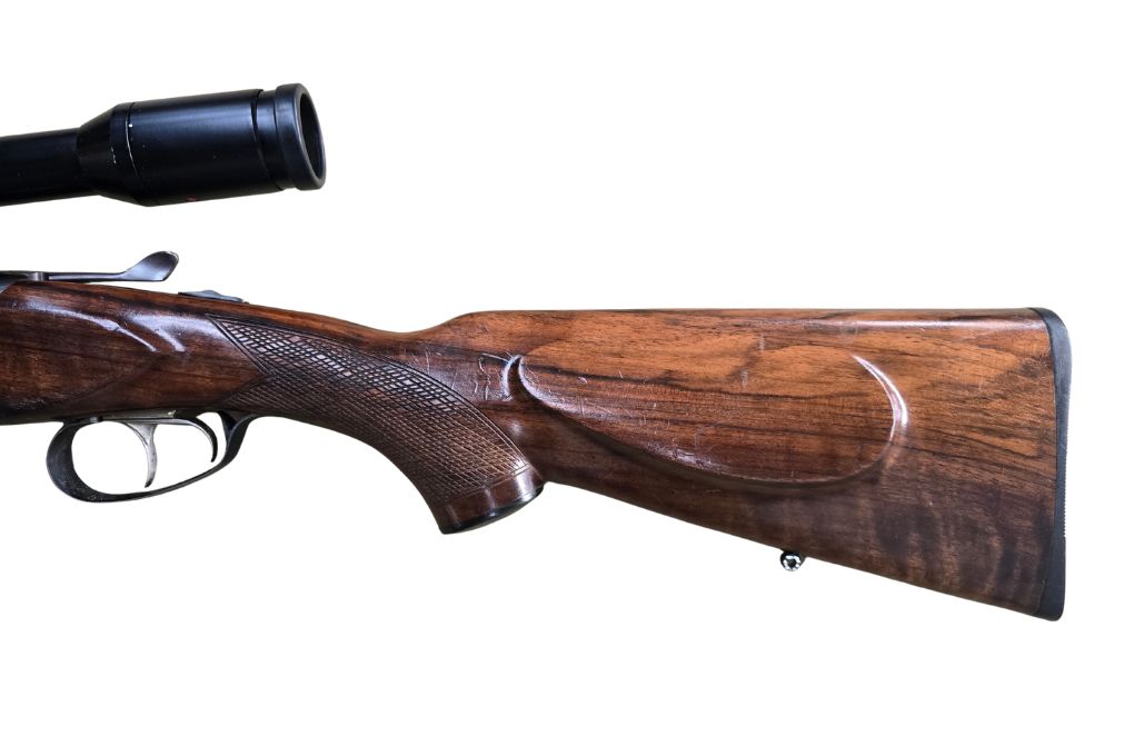 gebr. BRÜNNER Mod. 502.6 mit SM montiertes KAHLES Helia 7x56L Abs. 7A, Zustand: Gut - Kal. 12/70
