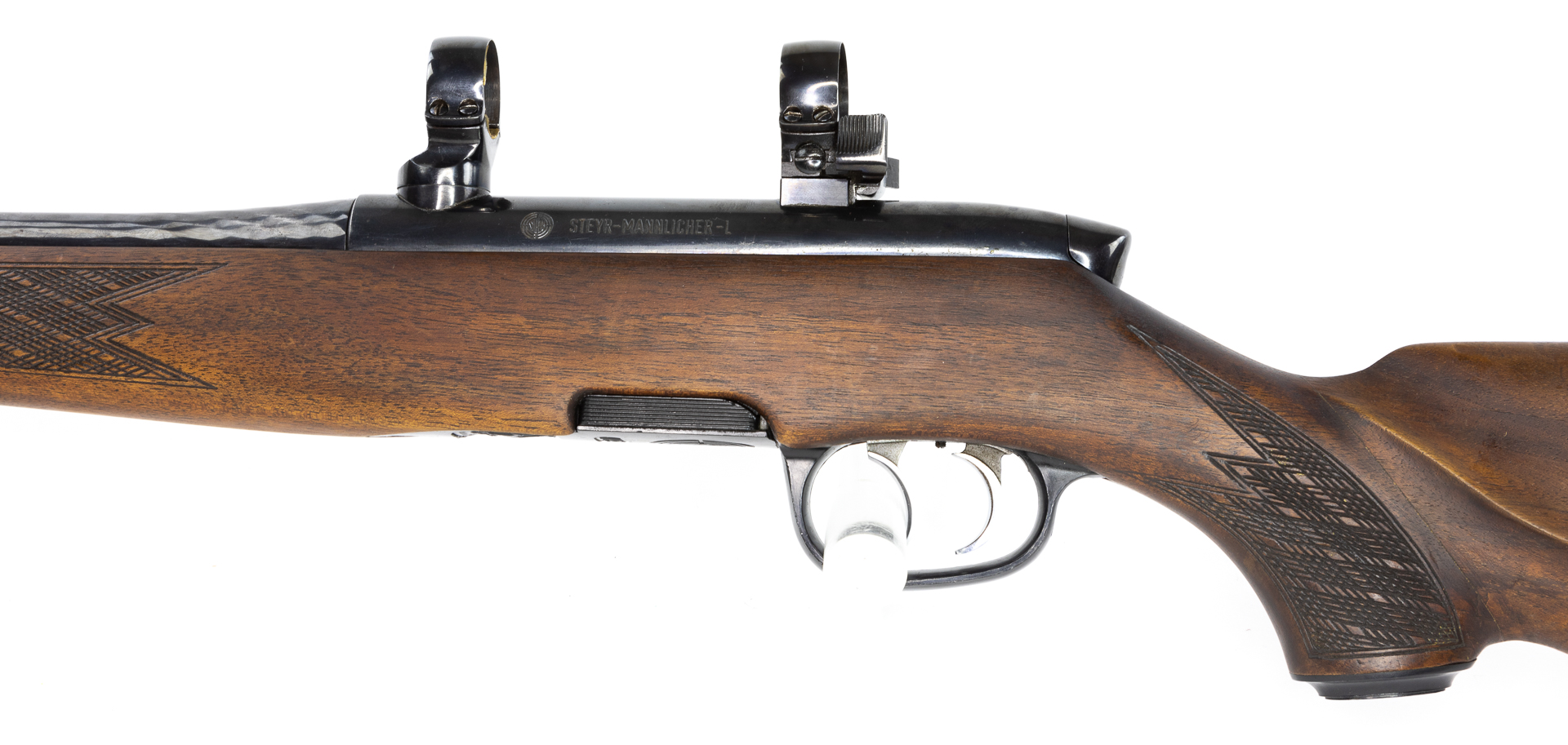 gebr. STEYR Mannlicher Ganzschaft Mod. L mit orig. Steyr Schwenkontage 26mm Zustand: gut gebr. STEYR Mannlicher Ganzschaft Mod. L mit orig. Steyr Schwenkontage 26mm Zustand: gut