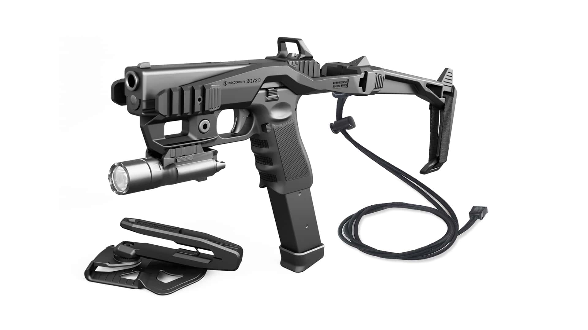RECOVER Chassis für alle Glock Pistolen mit Double-Stack-Magazin in Schwarz