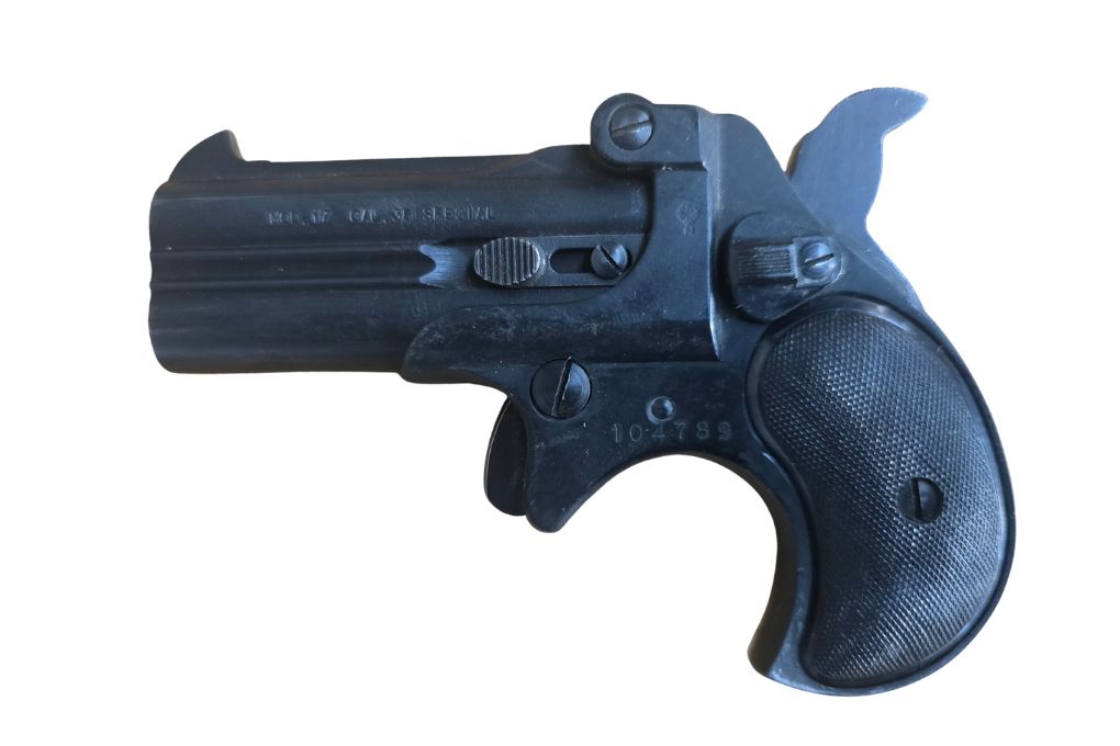 gebr. RÖHM Mod. 17 Derringer mit Lederholster, Zustand: Gut