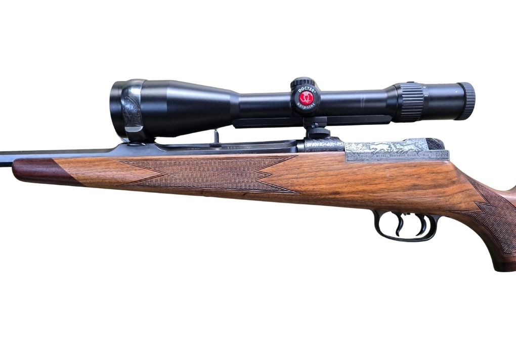 gebr. MAUSER 66 Luxus mit graviertem System und Montage, Achtkantlauf, mit SEM montiertem DOCTER 3-9x56L Abs. Leuptpunkt mit 3 Balken, Zustand: Sehr gut