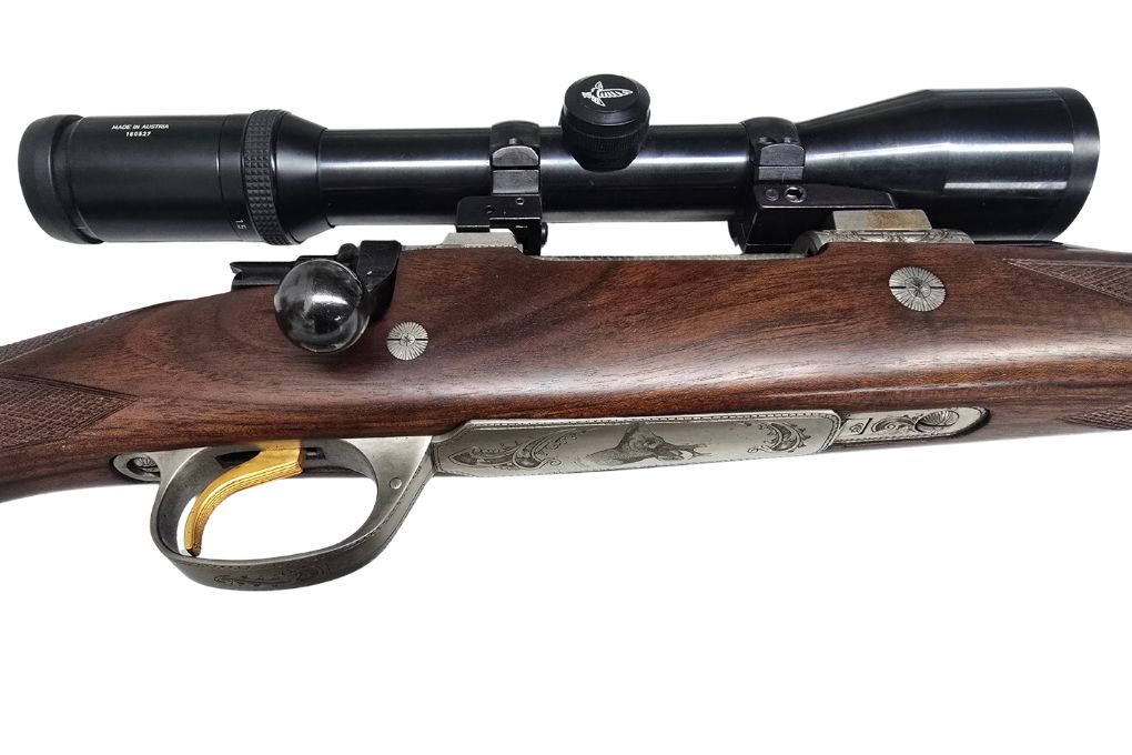 gebr. DUMOULIN 98er mit Gravur und mit SEM montiertem SWAROVSKI Habicht 1,5-6x42L Abs. 4, Zustand: Sehr gut