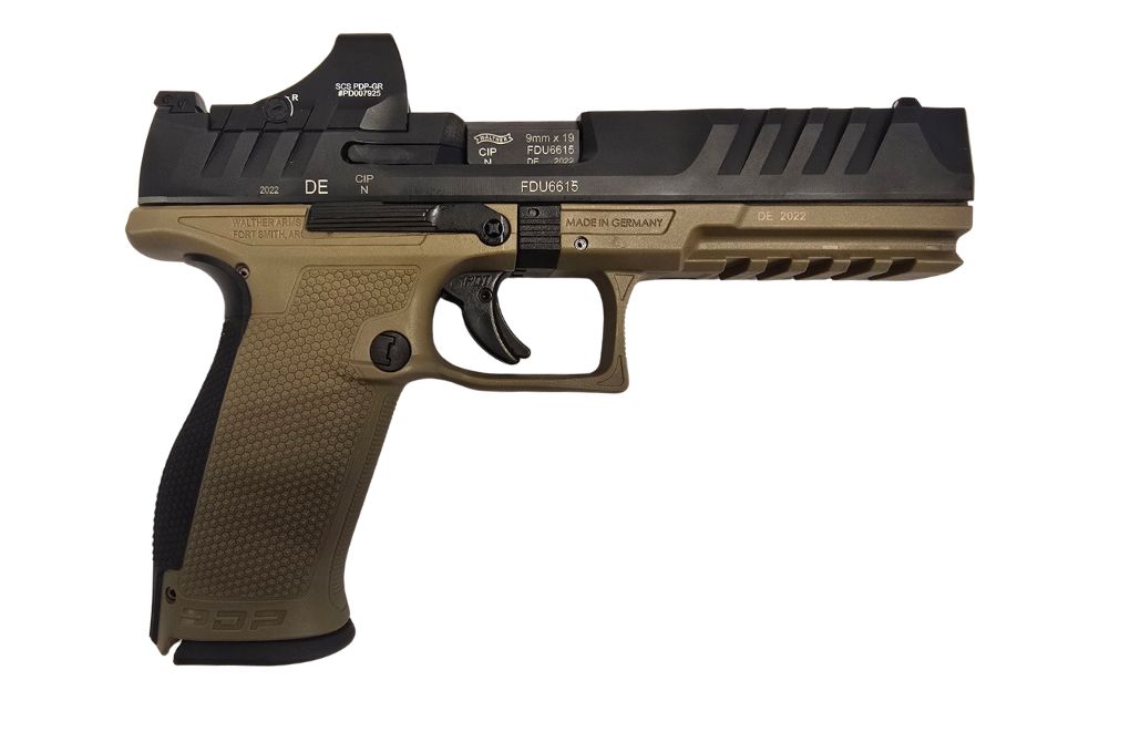gebr. WALTHER PDP Full Size 5" mit Holosun Mod. SCS-PDP-GR und JWL Daumenauflage mit Weaverschiene, mit Reservemagazin im Originalkoffer, Zustand: Neuwertig, NPR: € 1.607,00