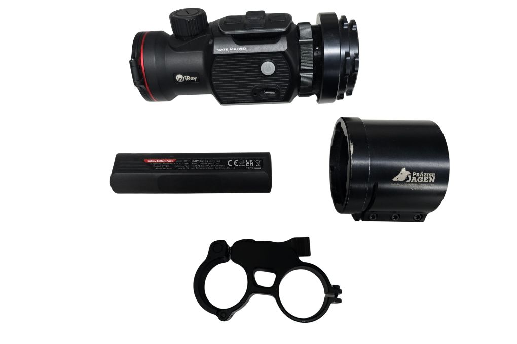 gebr. INFIRAY MATE 50H mit IR-Strahler und PRÄZISE JAGEN Adapter 50mm und Duo-Verbinder M52, Zustand: Sehr gut