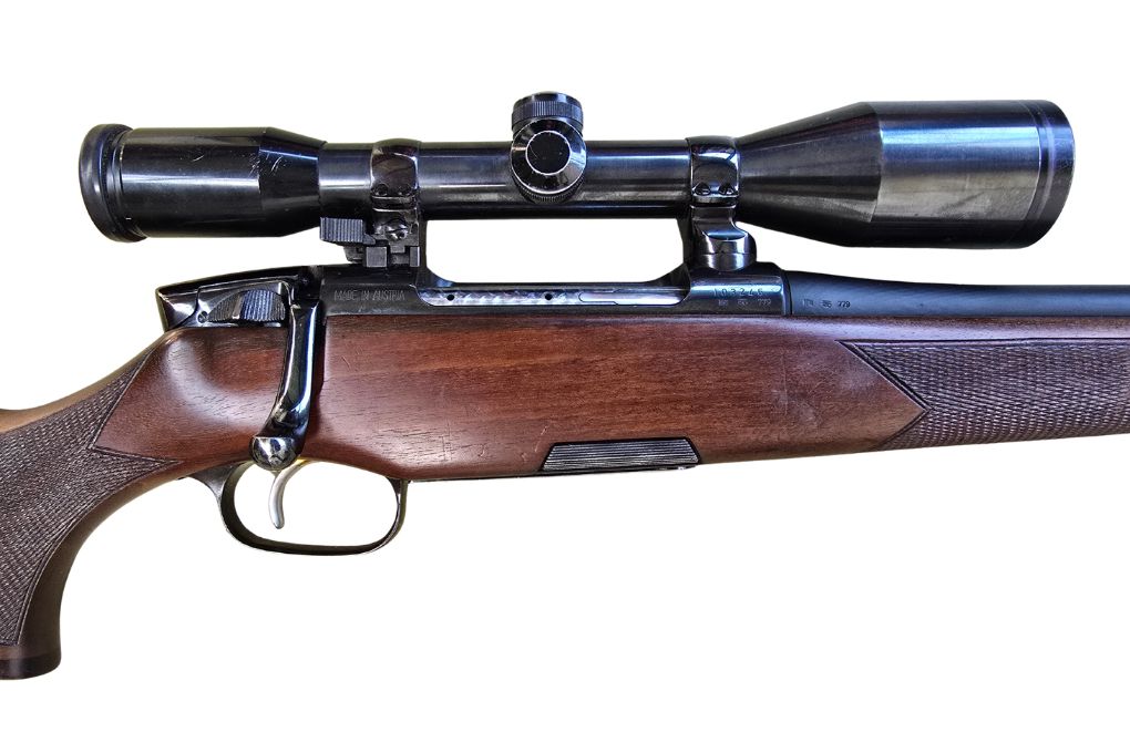 gebr. STEYR Mannlicher Luxus Mod. M, Lauf ist Ceracote beschichtet, mit orig. SM montiertem SWAROVSKI Habicht 6x42S Abs. 4A, Zustand: Sehr gut - Gut
