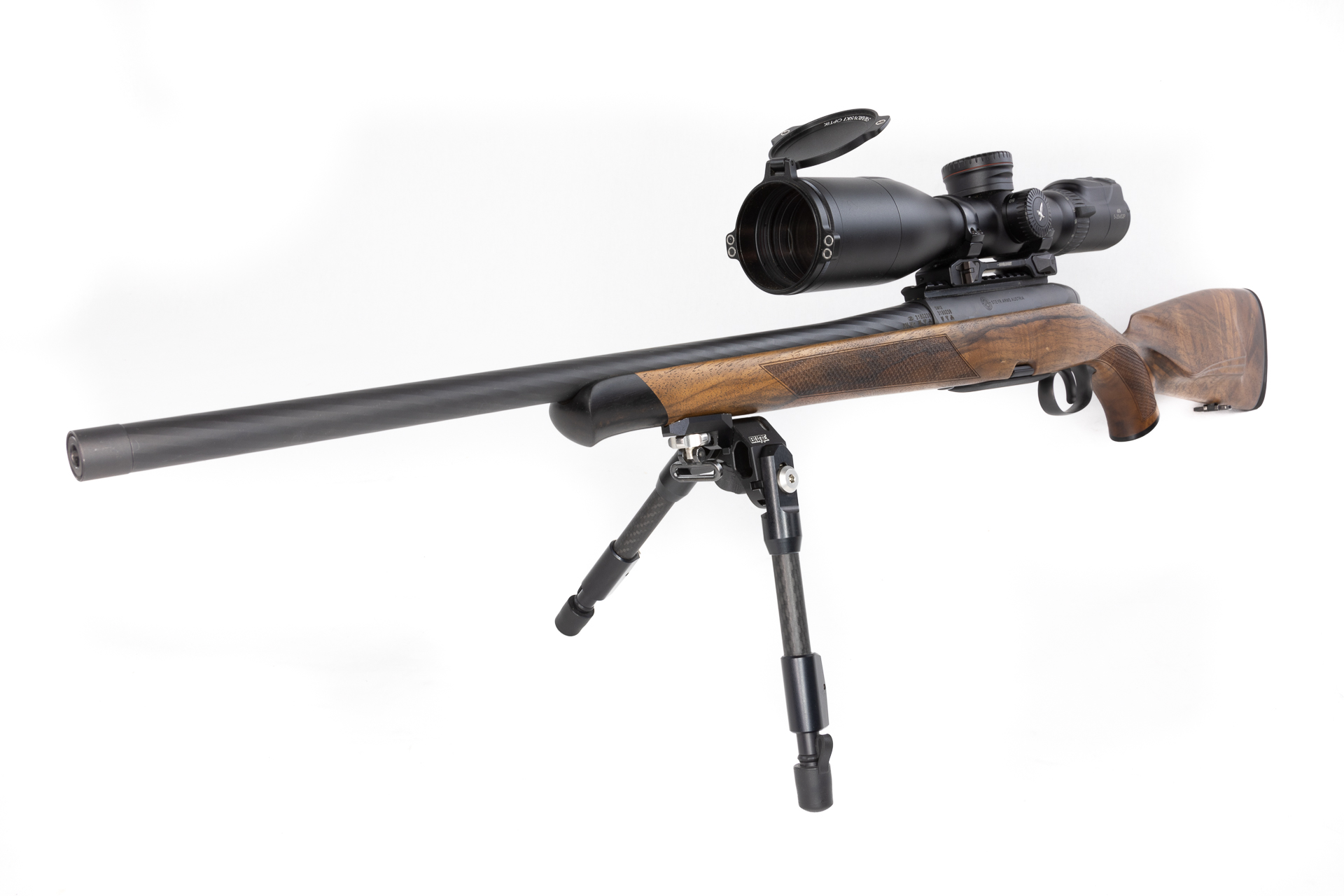 gebr. STEYR SM12 Goiserer mit Innomount mont. SWAROVSKI DS 5-25x52P und Bone Carbon-Zweibein, .308 Win. Zustand: Sehr gut