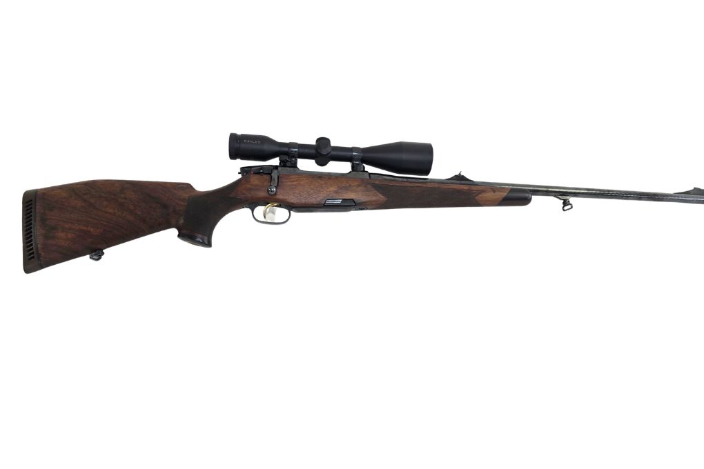 gebr. STEYR MANNLICHER Luxus mit orig. SM montiertesm KAHLES Helia CB 8x50L Abs. 4-Dot, Zustand: Sehr gut