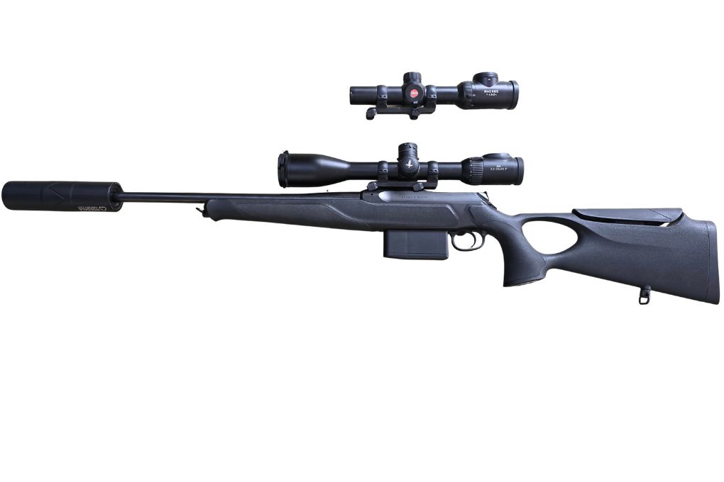 gebr. SAUER 505 Synchro XT mit orig. SM mortietem SWAROVSKI Z8i 3,5-28x50P L Abs. 4A-I mit BTF und Wechseloptik LEICA Magnus 1-6x24i, und ROEDALE  Hunter 50XK+ #H50XK-01661, Zustand: Neuwertig