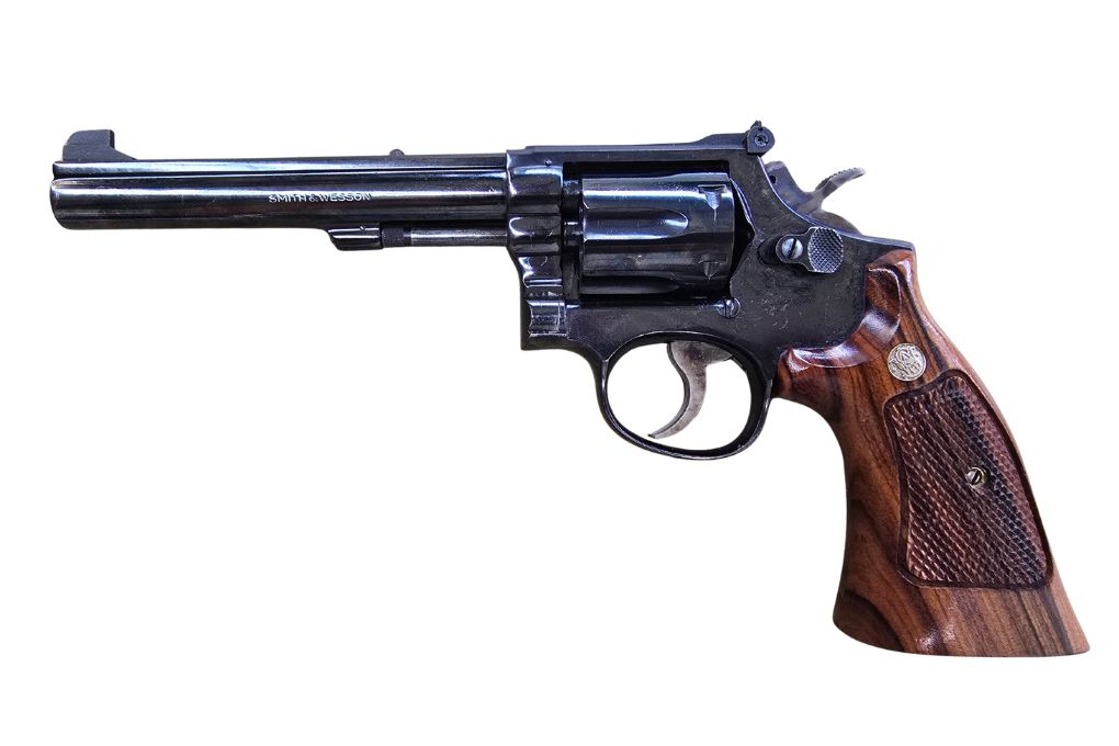 gebr. SMTIH & WESSON Revolver Mod. 14, 6" mit Holzgriff, Zustand: Sehr gut