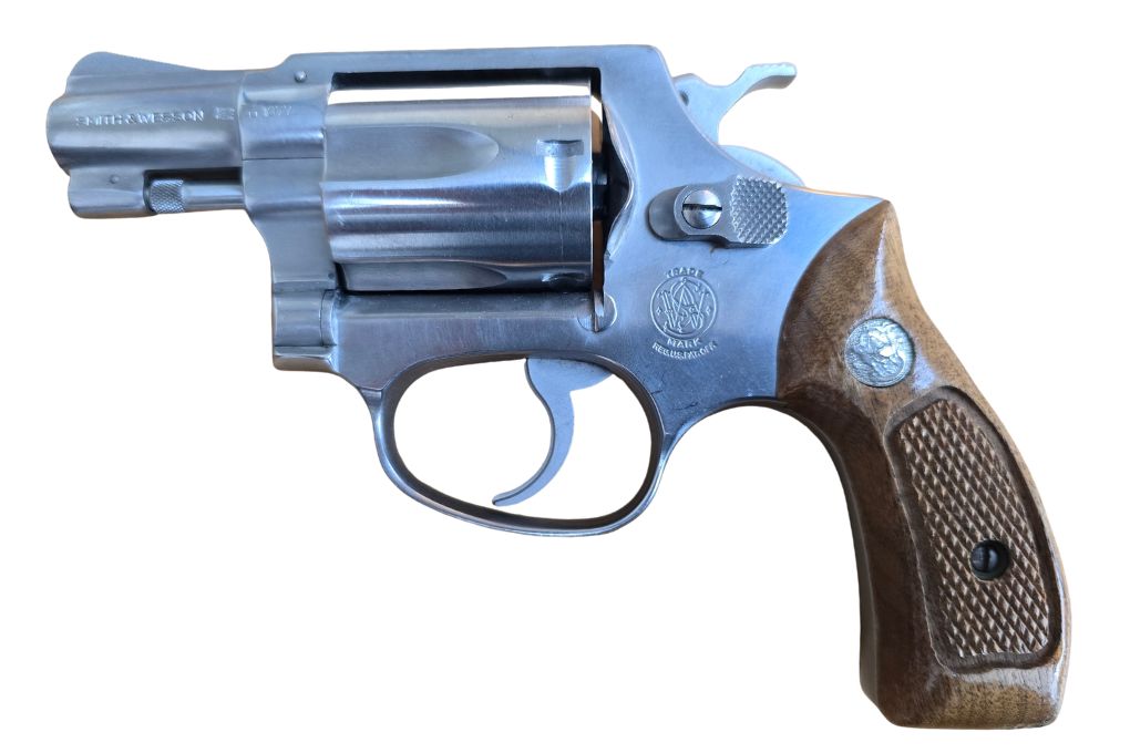 gebr. SMITH & WESSON Mod. 60 2"Lauf mit Holzgriff und Lederholster, Zustand: Sehr gut