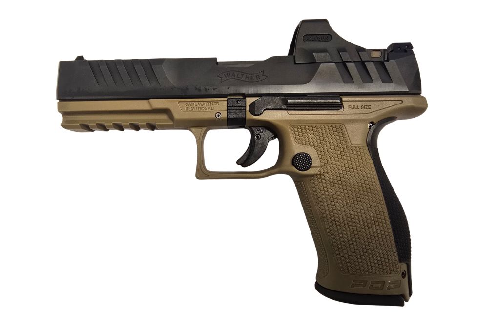 gebr. WALTHER PDP Full Size 5" mit Holosun Mod. SCS-PDP-GR und JWL Daumenauflage mit Weaverschiene, mit Reservemagazin im Originalkoffer, Zustand: Neuwertig, NPR: € 1.607,00