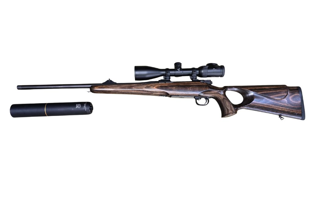 gebr. MAUSER M12 Lochschaft mit STALON Schalldämpfer mit orig. SM montiertes SWAROVSKI Z6i 2-12x50L mit Ballistikturm, Abs. 4A-I, Zustand: Neuwertig - NPR: € 6.378,00