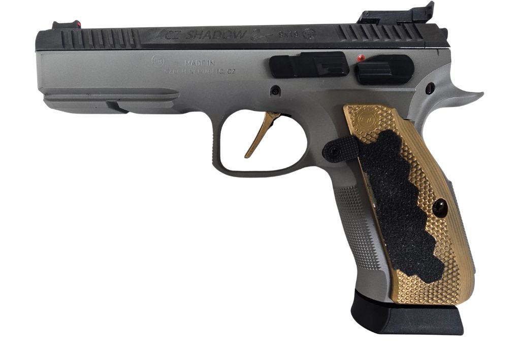 gebr. BRÜNNER CZ75 Shadow2 Urban Grey, mit Messinggriff, Barrellpushing, Matchvisier, Matchabzug, Federnzatz und 3 Magazine, Zustand: Sehr gut