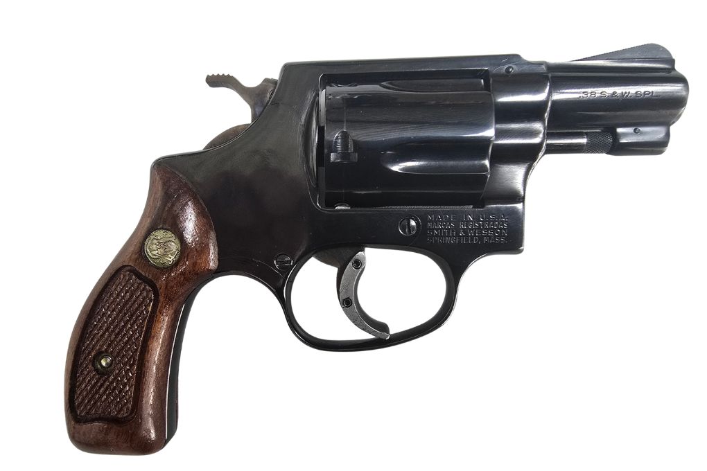 gebr. SMITH & WESSON Revolver Mod. 36 mit Pachmayrgriff und Lederholster im Originalkarton, Zustand: Sehr gut