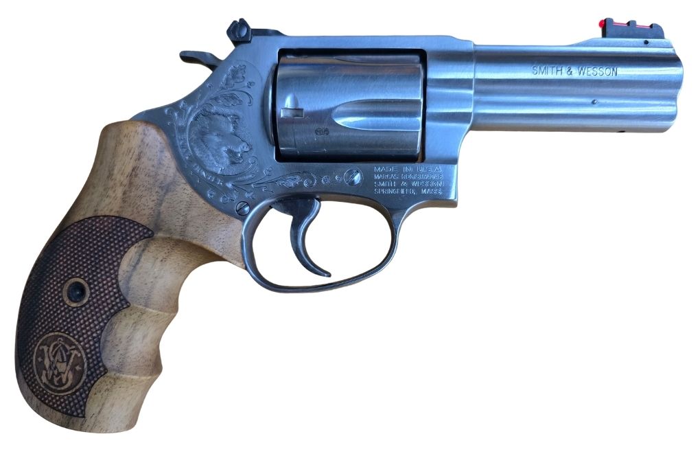 gebr. SMITH & WESSON Mod. 60 Boar Hunter mit Gravur und Holzgriff, Zustand: Neuwertig