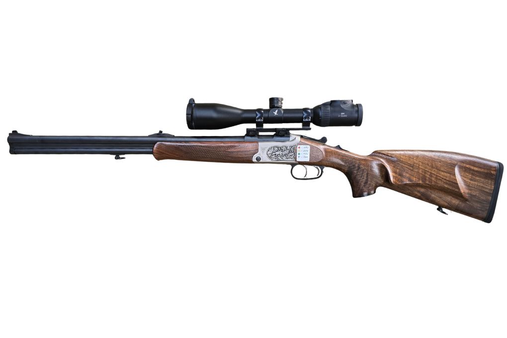 gebr. MERKEL Bockbüchsflinte Mod. B4 mit Aufkippmontage montiertes SWAROVSKI Z6i 2-12x50 L mit Ballistikturm, Zustand: Neuwertig, NPR: € 8.565,00 Kal. 12/76