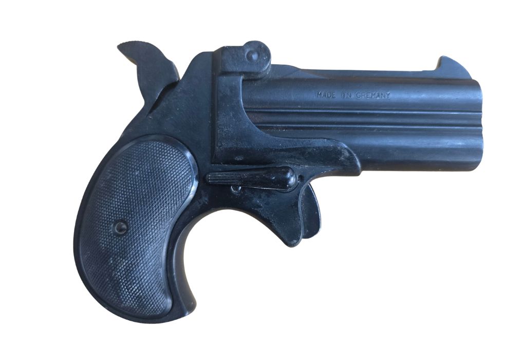 gebr. RÖHM Mod. 17 Derringer mit Lederholster, Zustand: Gut