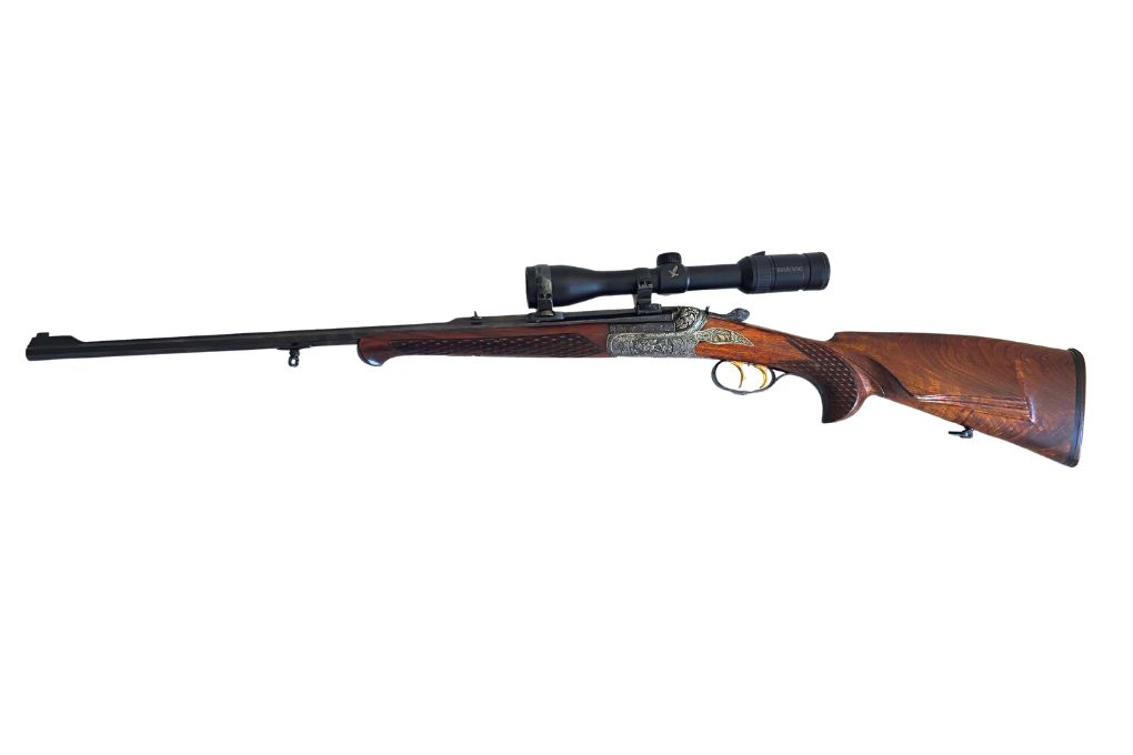 gebr. Ischler Hahnstutzen mit tiefgestochenen Tierstücken und montiertem SWAROVSKI Z3 3-9x36A Abs. 4, Zustand: Sehr gut