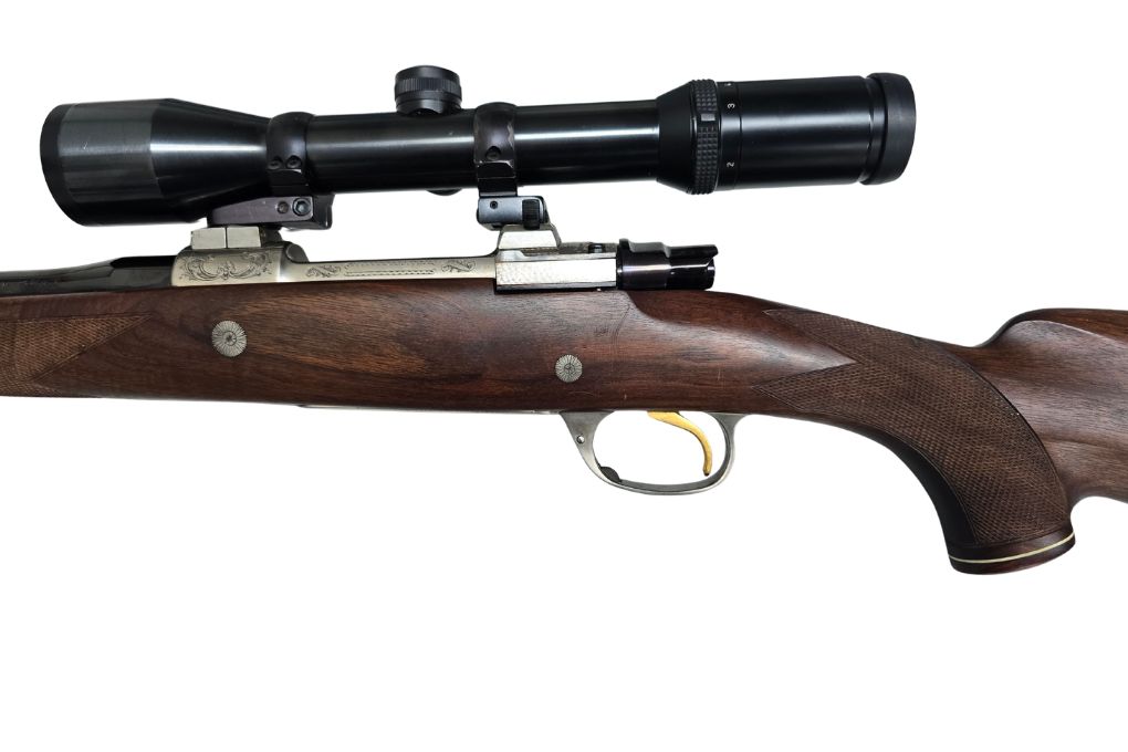 gebr. DUMOULIN 98er mit Gravur und mit SEM montiertem SWAROVSKI Habicht 1,5-6x42L Abs. 4, Zustand: Sehr gut