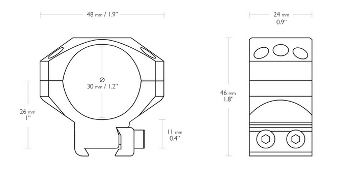 HAWKE Tactical Ring Montagen 9-11mm, 30mm Mittel 