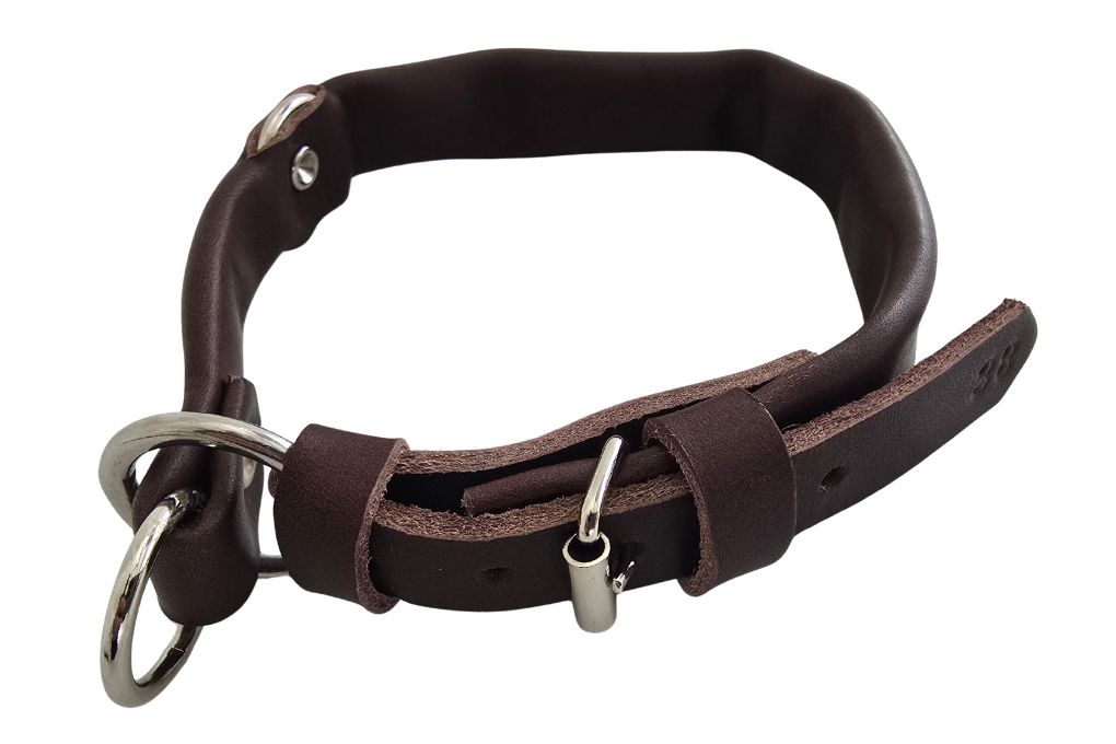 EDELSPORT Hundehalsung Leder Gelegt Braun