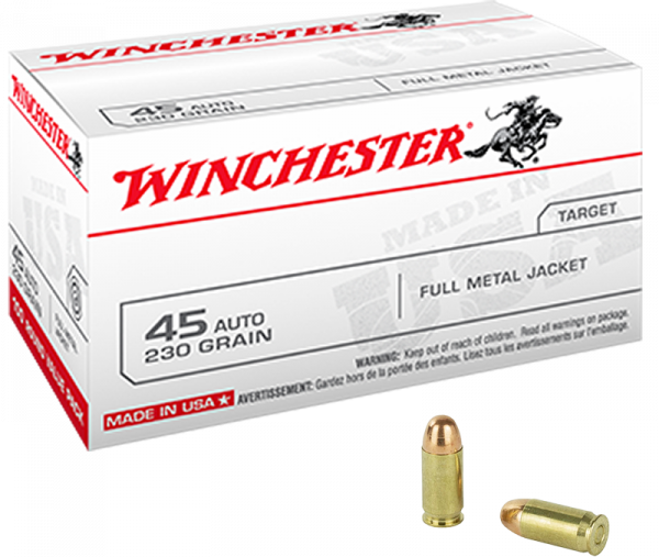 WINCHESTER .45 Auto FMJ 14,9g/230gr 100er Packung WINCHESTER .45 Auto FMJ 14,9g/230gr 100er Packung