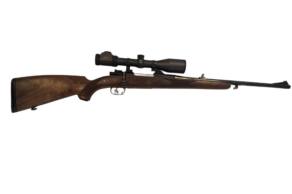 gebr. MAUSER Mod. 98 mit Rückstecher mit Mündungsbremse, mit EAW Schwenkmontage montiertem ZEISS Duralyt 3-12x50L Abs. 60, Zustand: Sehr gut