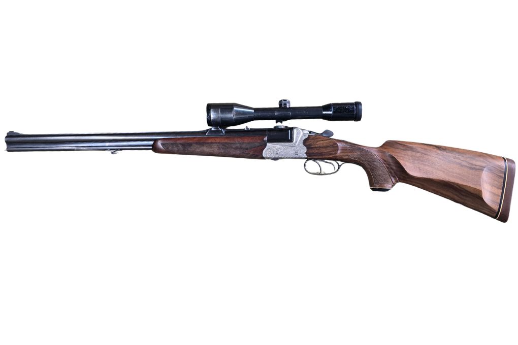 gebr. Franz SODIA Ferlacher Bockbüchsflinte, mit SEM montiertes SWAROVSKI Habicht 6x42S Abs. 7A, Zustand: Gut - Schrotkaliber 16/70